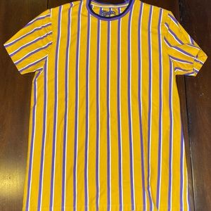 San Francisco work T-shirt, men’s large purple and yellow pinstriped